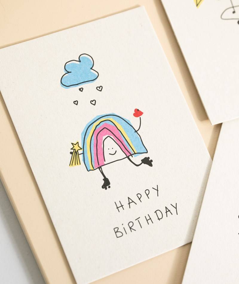 KAUF DICH GLüCKLICH Postkarte Happy B-Day Weiü Großer Ausverkauf