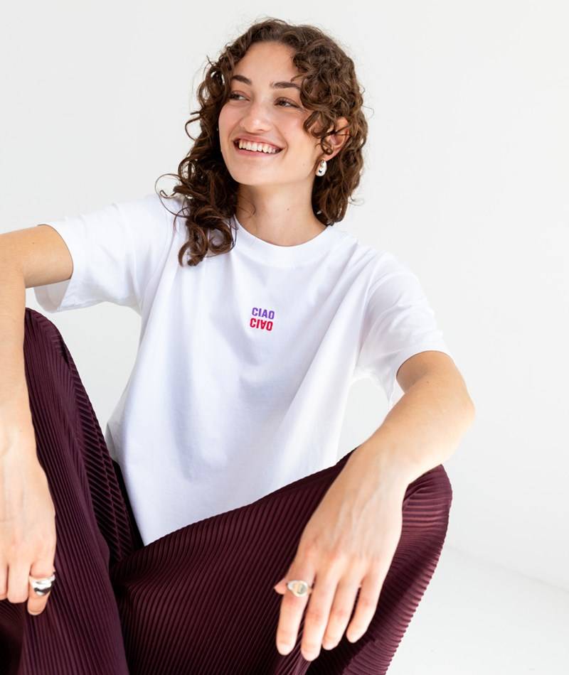 KAUF DICH GLüCKLICH T-Shirt Ciao Ciao Weiü aus Bio-Baumwolle Clearance-Verkauf