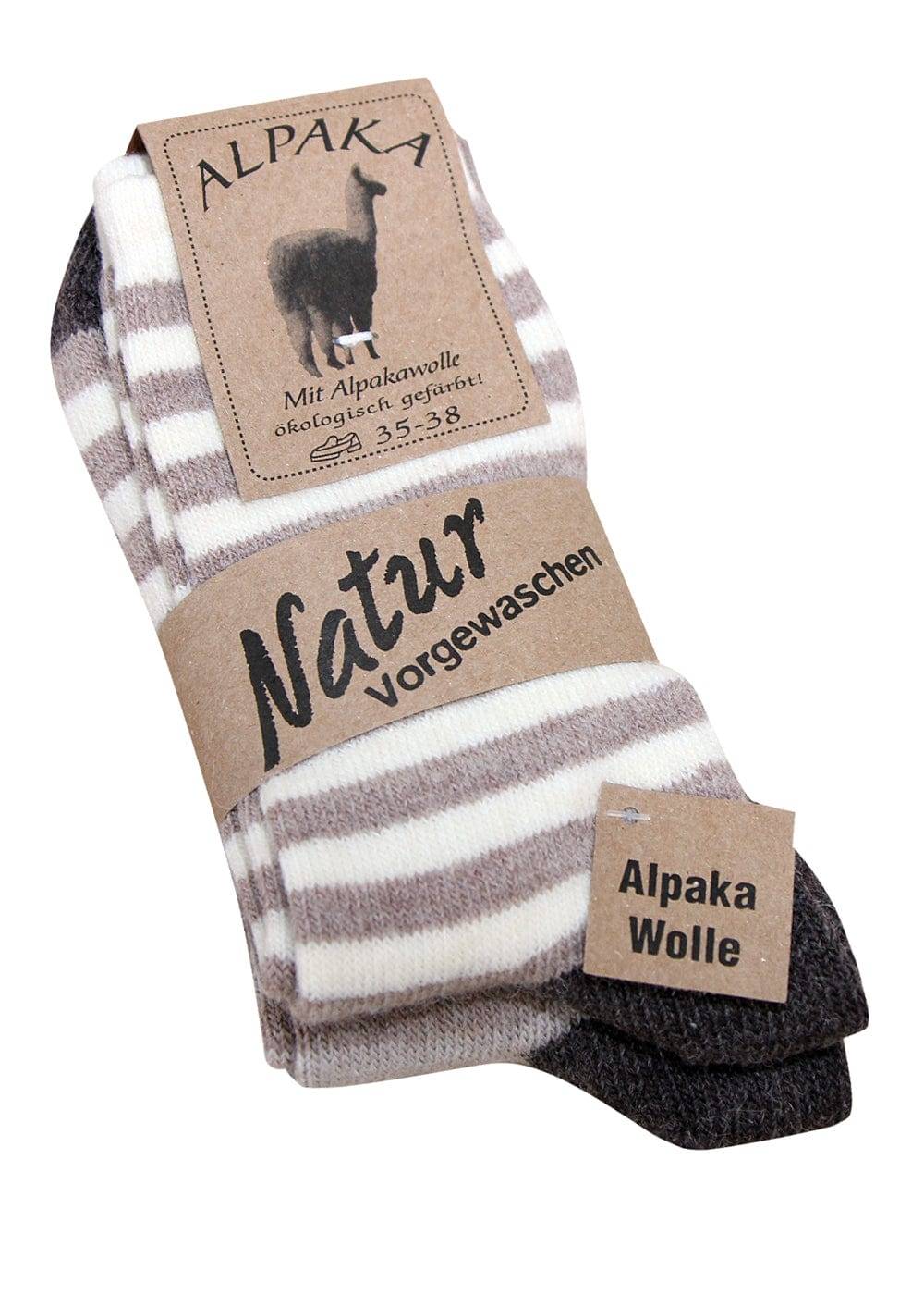 KB Socken Alpaka Socken mit Streifen in braun - 2 Paar JETZT KAUFEN