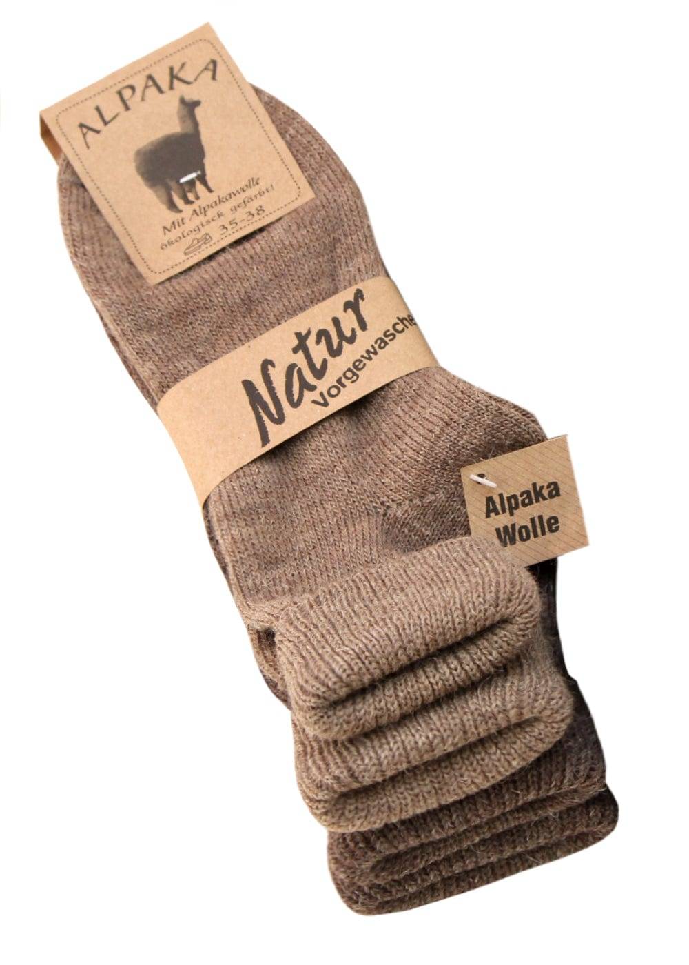 KB Socken Alpakasocken mit Umschlag braun - 2 Paar Sonderangebot der Fabrik