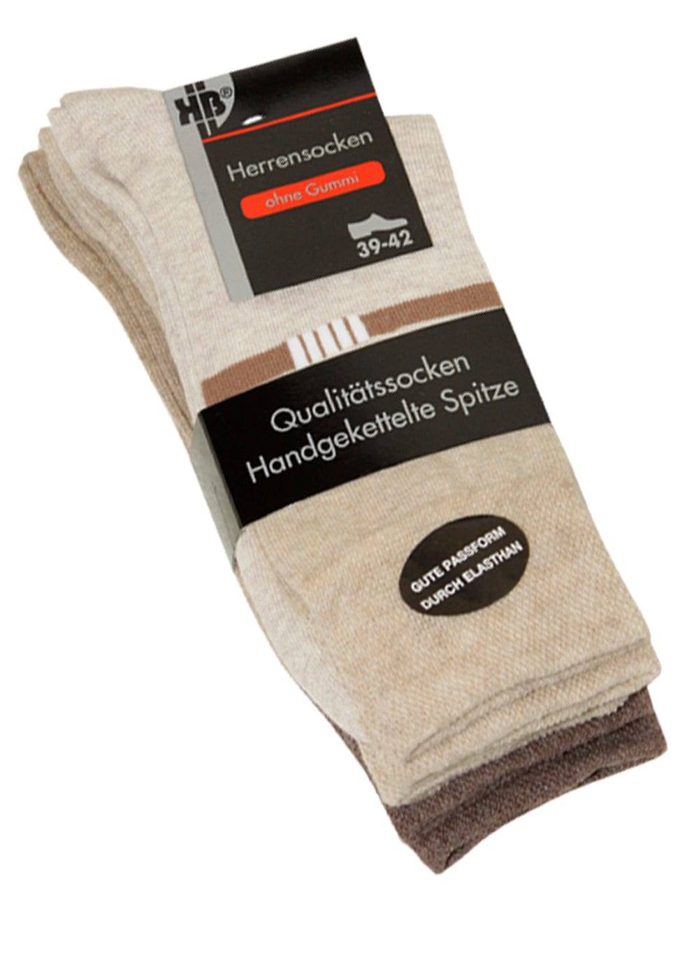 KB Socken Herrensocken Beige mit dezentem Motiv - 3 Paar zollfrei