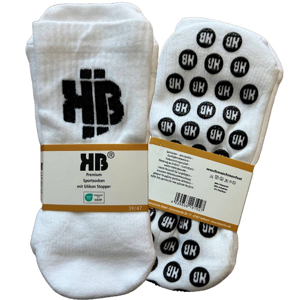 KB Socken Sportsocken mit Silikon Stopper Weiß/Weiß 39-47 - 2 Paar Outlet