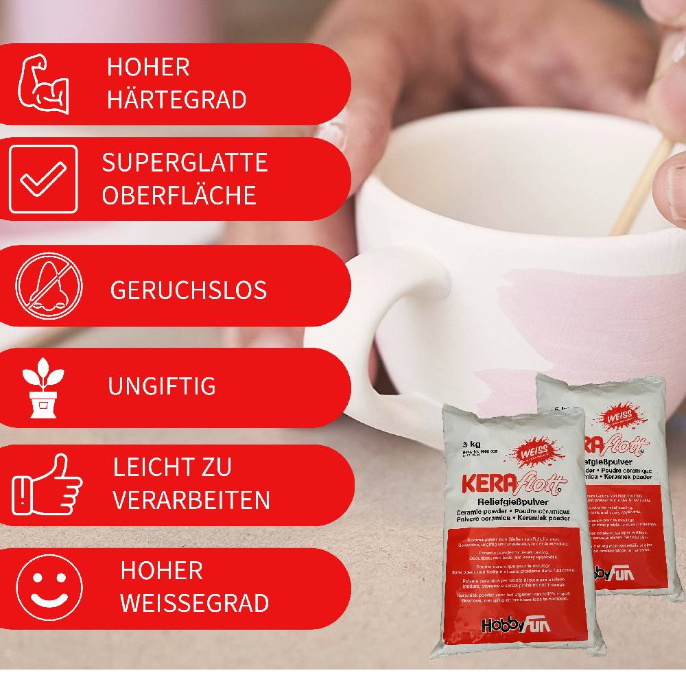 KB Socken KERAflott Reliefgießpulver weiß 2 x 5 kg Sack mit Gipsbecher Tägliche Deals