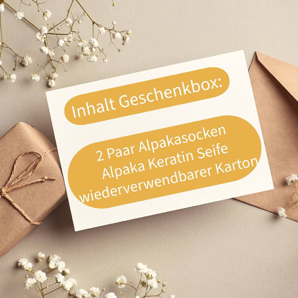 KB Socken Geschenkbox direkt zum Verschenken - Alpaka Socken und Alpaka Seife Kostenloser Versand international
