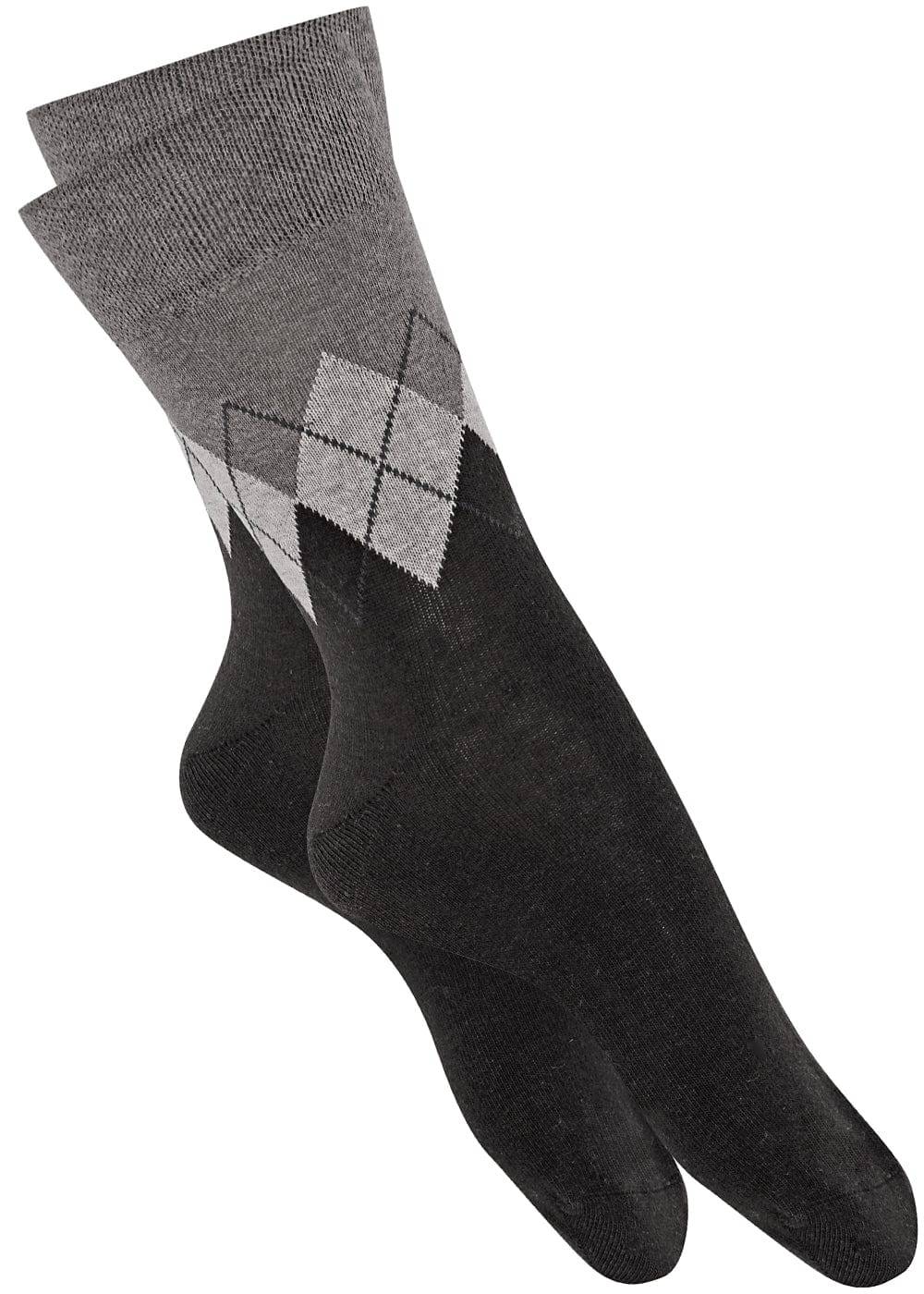 KB Socken Herrensocken mit Rombenmotiv Grau - 3 Paar im Angebot