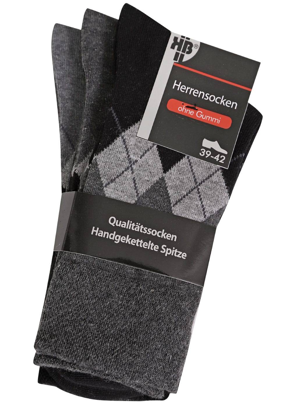KB Socken Herrensocken mit Rombenmotiv Grau - 3 Paar im Angebot