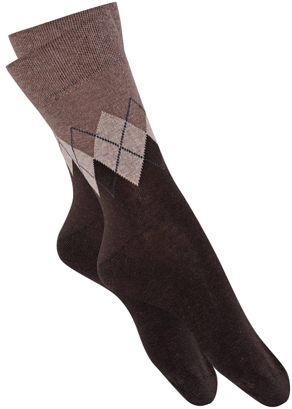 KB Socken Herrensocken mit Rombenmotiv Braun - 3 Paar Schlussverkauf
