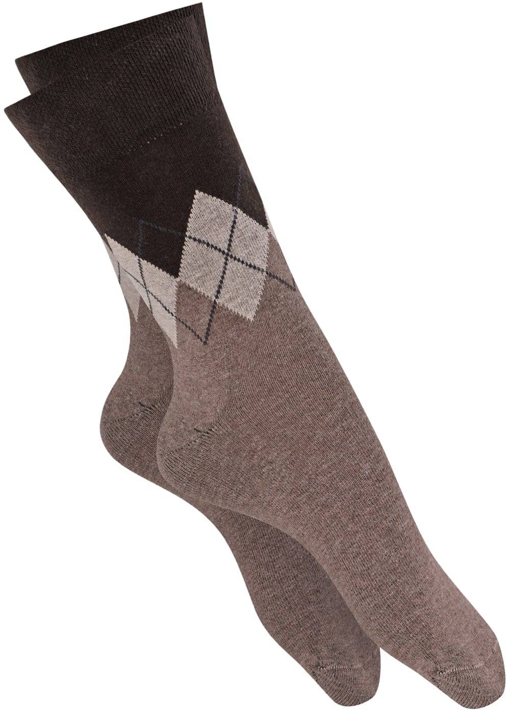 KB Socken Herrensocken mit Rombenmotiv Braun - 3 Paar Schlussverkauf