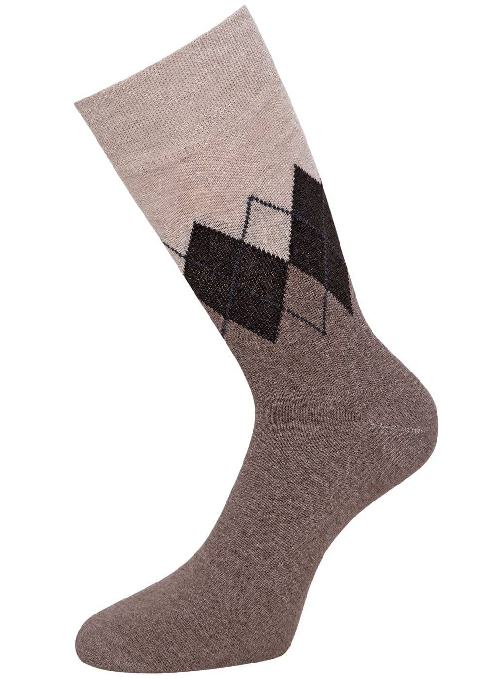 KB Socken Herrensocken mit Rombenmotiv Braun - 3 Paar Schlussverkauf