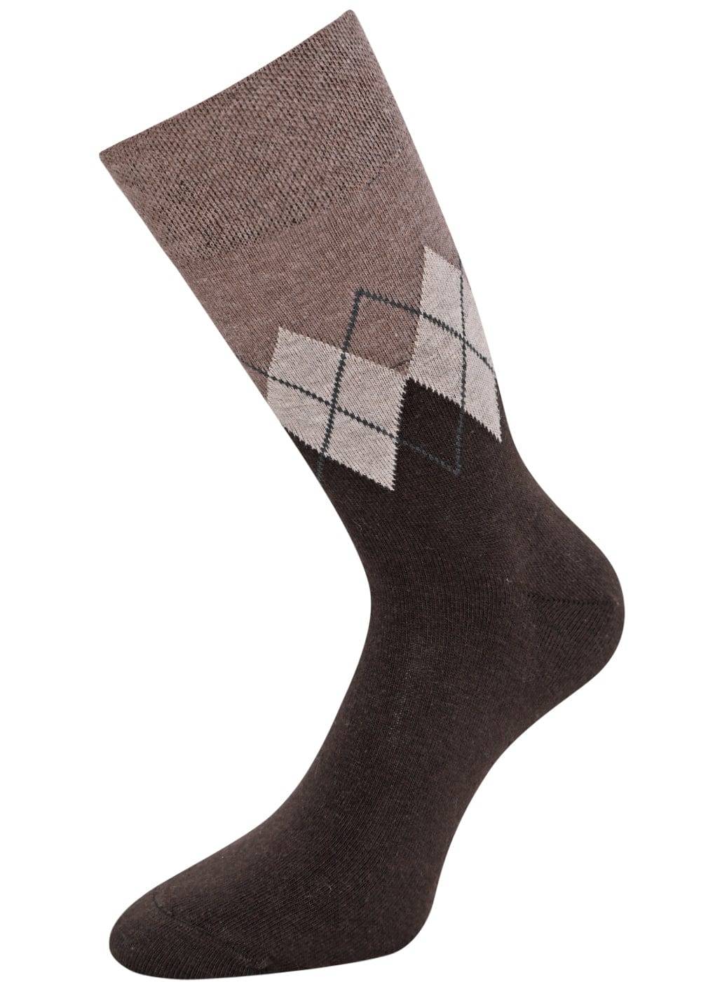 KB Socken Herrensocken mit Rombenmotiv Braun - 3 Paar Schlussverkauf