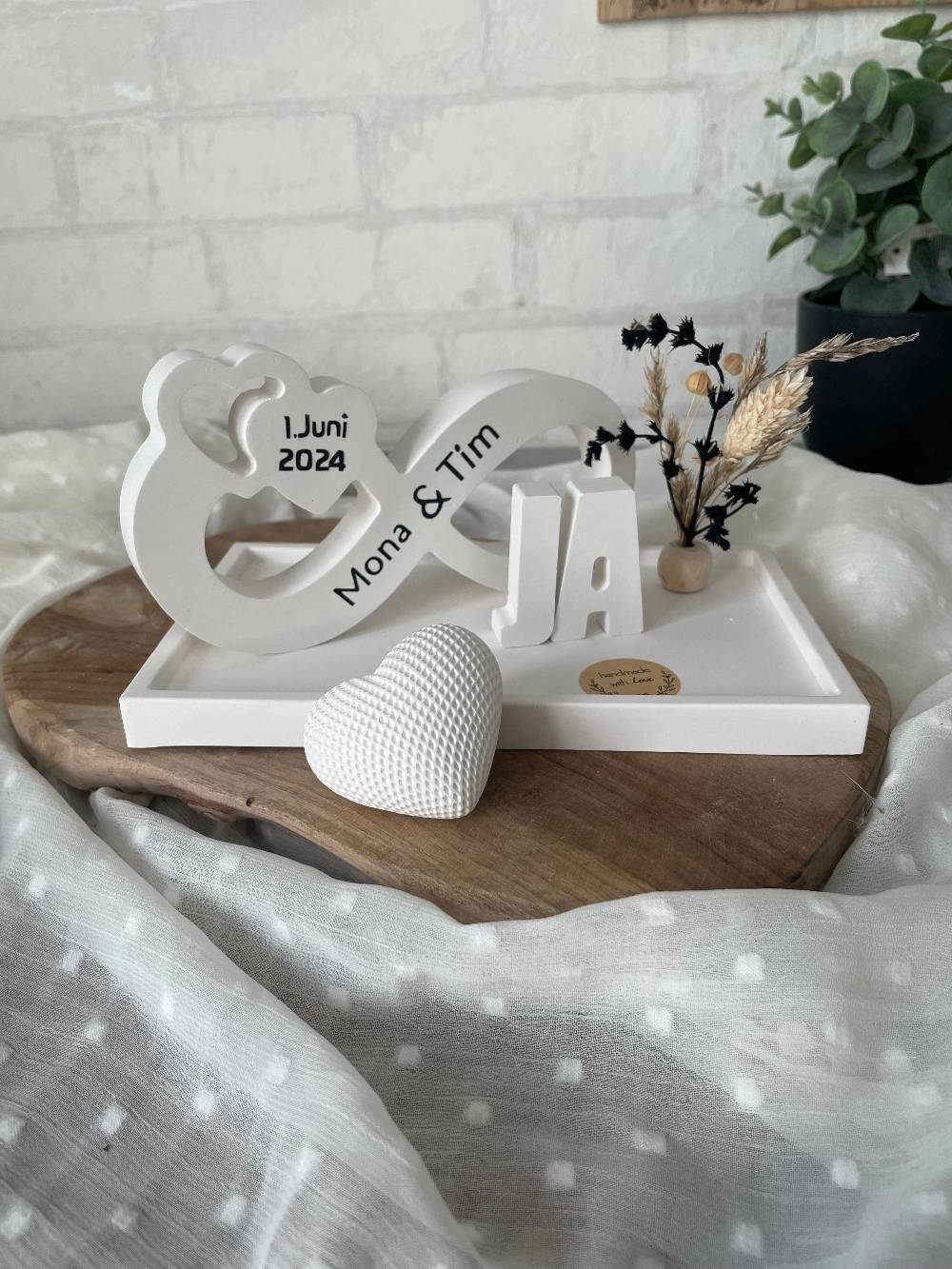 KB Socken Unendlichkeitszeichen, Endlosschleife personalisiert Hochzeit, Jahrestag, , Verlobung,Pärchen, Goldene Hochzeit, Keraflott Tablett Set,Boho Black Friday