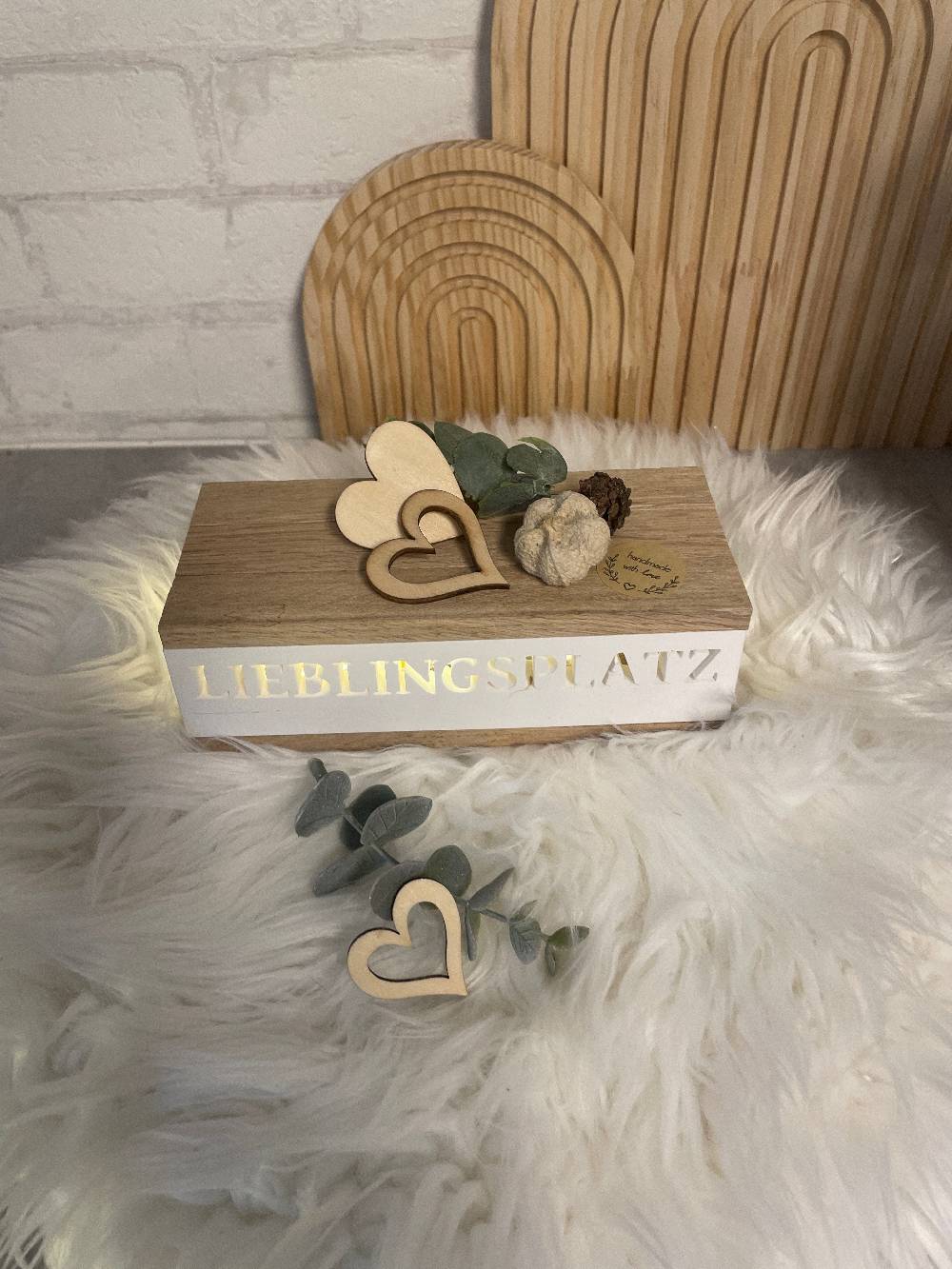 KB Socken Lichtbox aus Holzklötzchen, Lieblingsplatz, Keraflott Deko Lichtleiste, Geschenk, Boho Deko, Keraflott Geschenkidee, Lightbox, Home Deko Vatertagsangebot