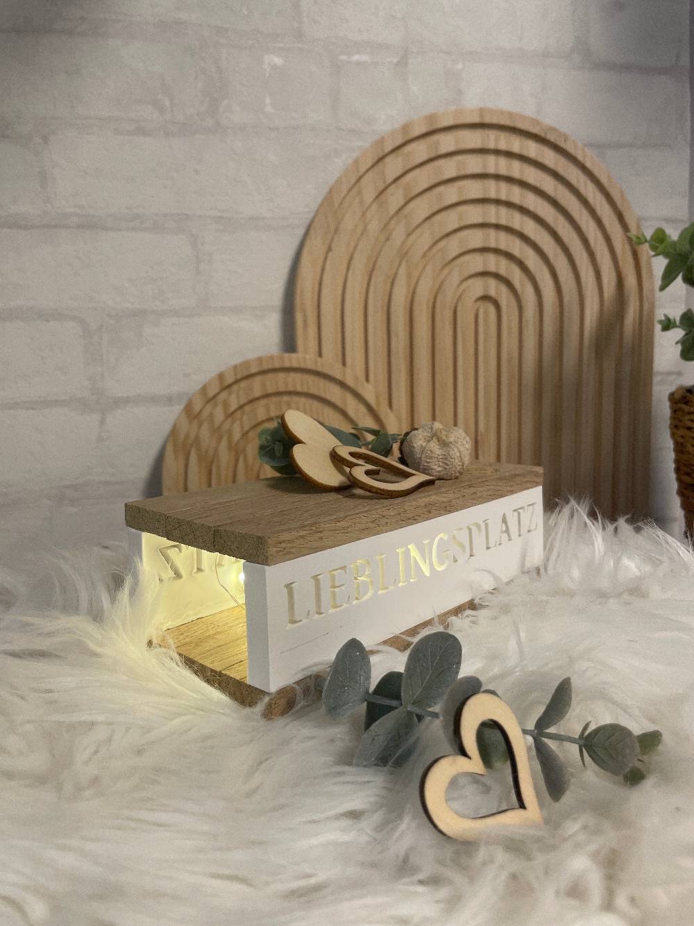 KB Socken Lichtbox aus Holzklötzchen, Lieblingsplatz, Keraflott Deko Lichtleiste, Geschenk, Boho Deko, Keraflott Geschenkidee, Lightbox, Home Deko Vatertagsangebot