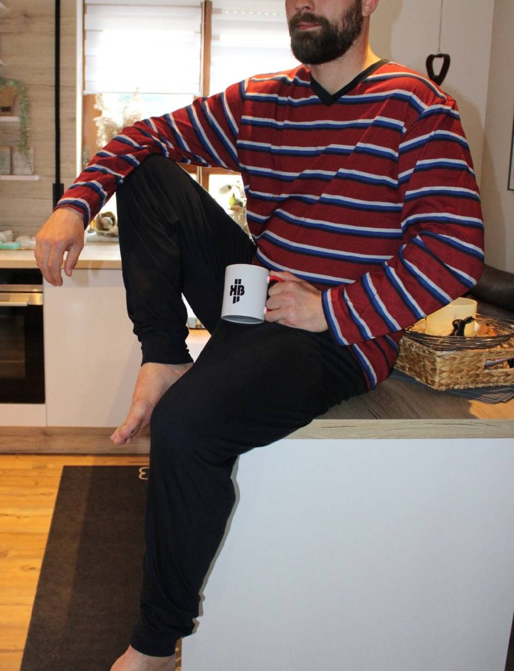 KB Socken Herren Schlafanzug lang gestreift - 100% Baumwolle Fabrikladen