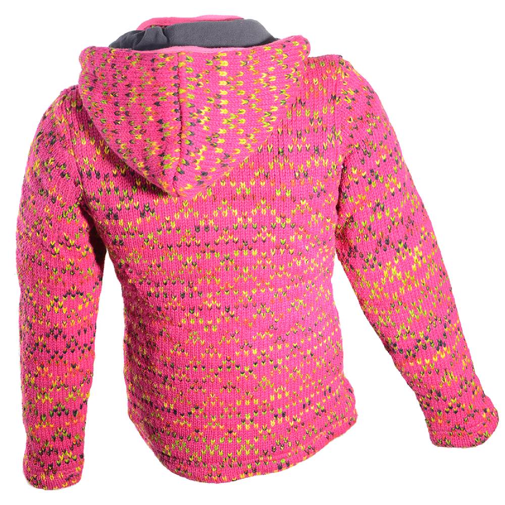 ﻿Kunst Und Magie Hippie Goa Nepal Strickjacke Poncho - Damen-Wolljacke mit abnehmbarer Kapuze Pink Saisonale Angebote