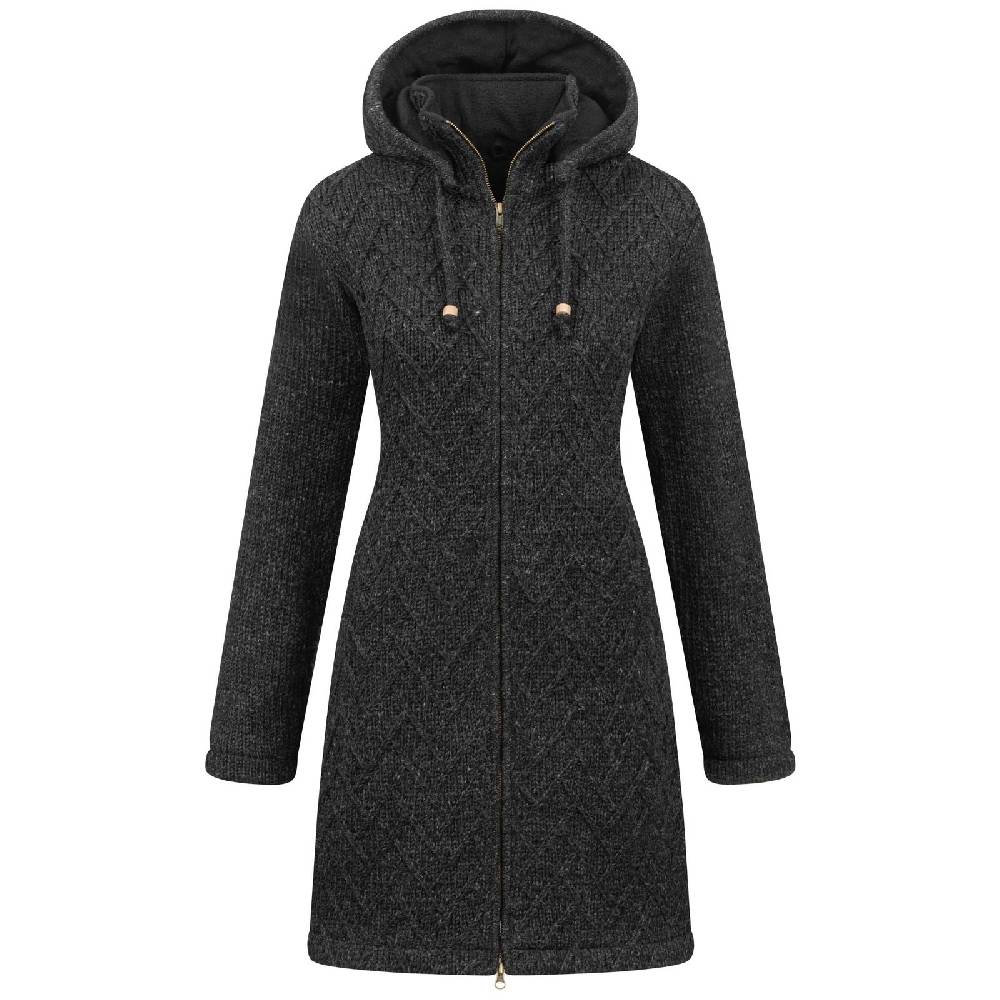 Kunst Und Magie ALMHUBER Klassische Damen Strickjacke Kurzmantel Winter Mantel Wolle Jacke Wollmantel Kapuze Kauf eins, bekomm eins gratis