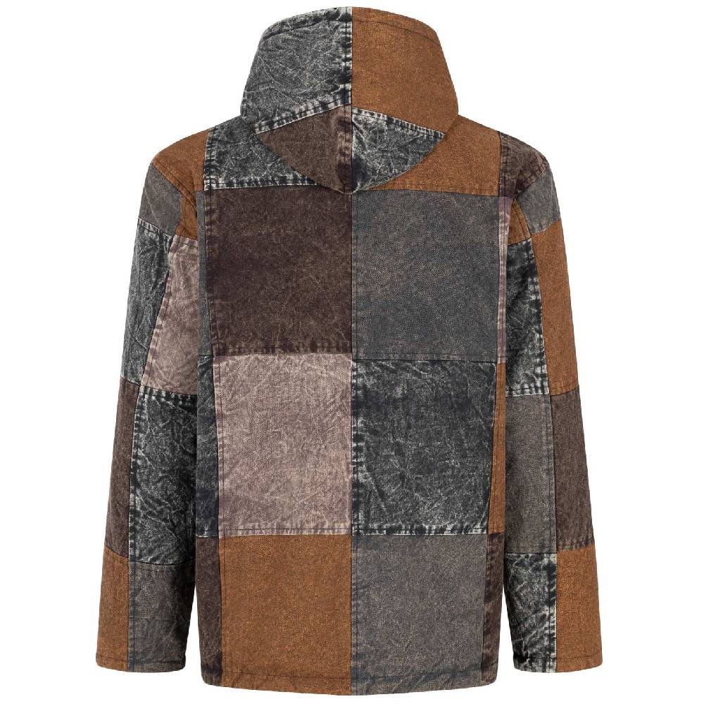 Kunst Und Magie Patchwork Jacke Baja Hoodie Herren alternativ Kapuzenjacke Goa Fleecefutter Nachhaltig Fair Wochenangebot