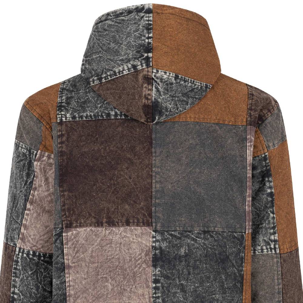 Kunst Und Magie Patchwork Jacke Baja Hoodie Herren alternativ Kapuzenjacke Goa Fleecefutter Nachhaltig Fair Wochenangebot