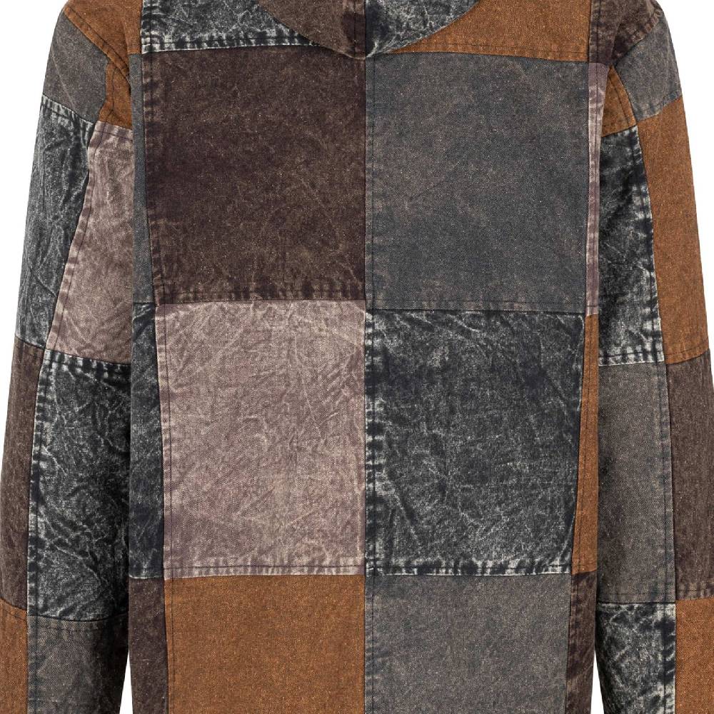 Kunst Und Magie Patchwork Jacke Baja Hoodie Herren alternativ Kapuzenjacke Goa Fleecefutter Nachhaltig Fair Wochenangebot