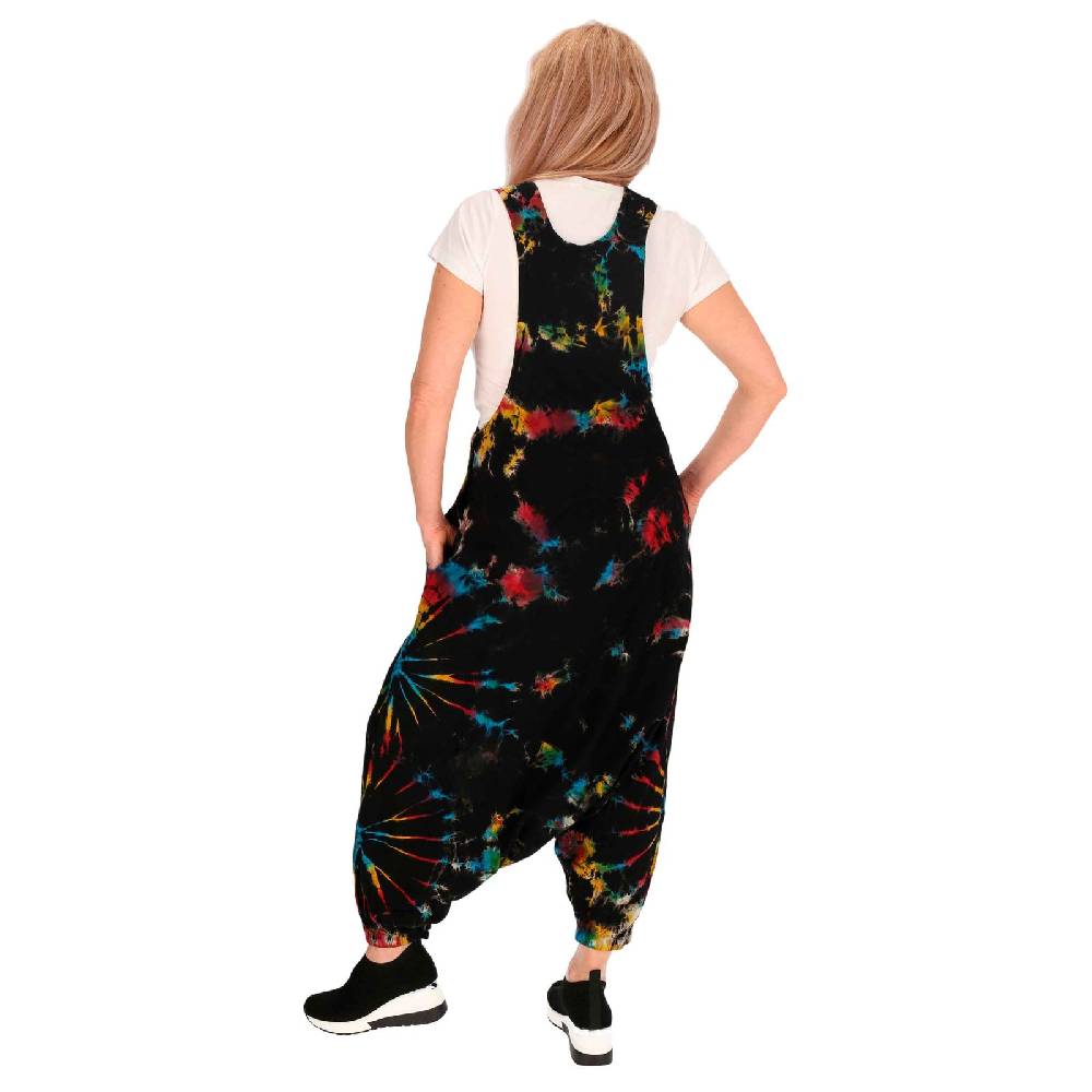 Kunst Und Magie Tie Dye Batik Latzhose Damen Haremshose Hose Psy Goa 70er Overall Boho Jumpsuit Bunt Black Friday Preise