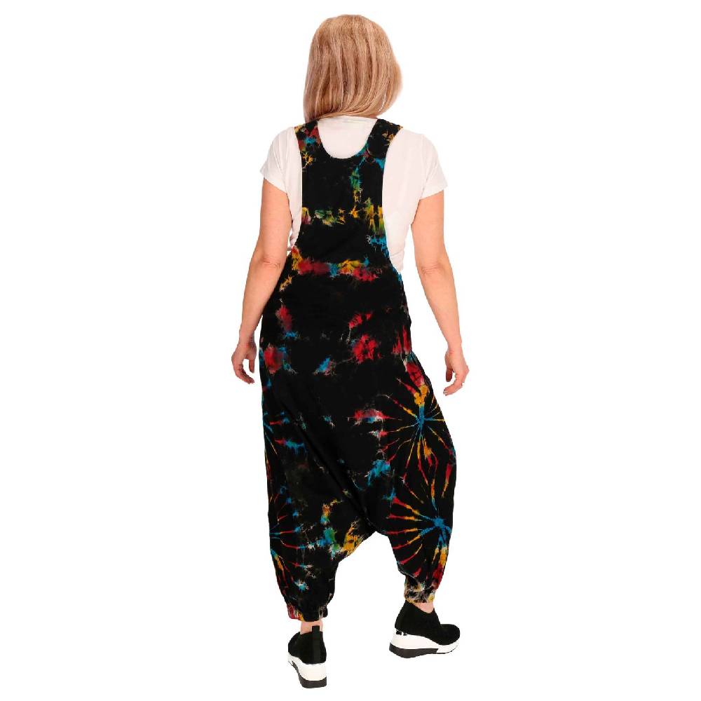 Kunst Und Magie Tie Dye Batik Latzhose Damen Haremshose Hose Psy Goa 70er Overall Boho Jumpsuit Bunt Black Friday Preise