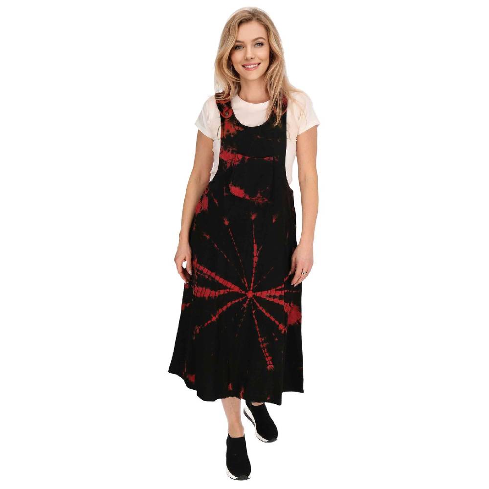 Kunst Und Magie Buntes Kleid Latzkleid Latzrock Tie Dy Batik Boho Ibiza Psy Goa 70er Overall Hippie Sommerkleid Baumwolle Im Verkauf