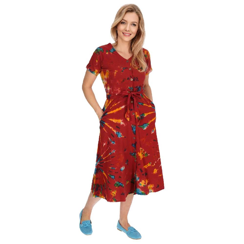 Kunst Und Magie Kleid Batik Sommerkleid Baumwoll Kleid Boho Ibiza Geköpft Hippie Tie Dye Rabatte dieses Monats