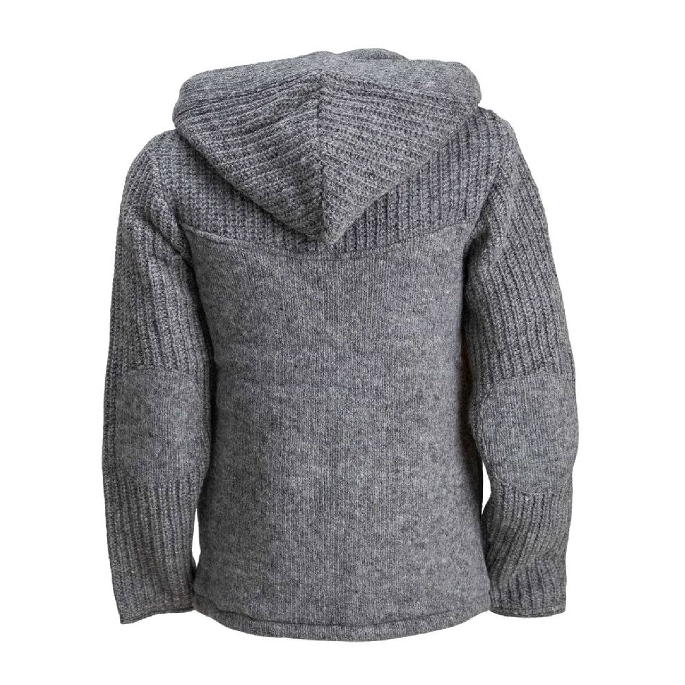 Kunst Und Magie Strickjacke Schurwolle Klassich Nordisch Wolle Jacke mit Kapuze Kragen Futter Unisex Grau Online