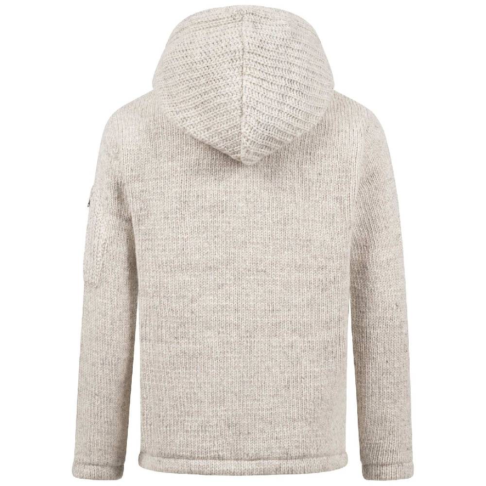 Kunst Und Magie Strickjacke Schurwolle Klassich Nordisch Wolle Jacke mit Kapuze Kragen Futter Unisex im Angebot