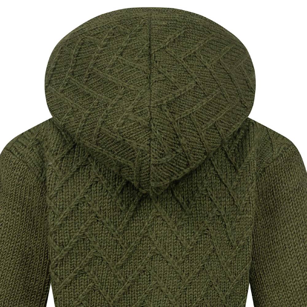 Kunst Und Magie Klassische Damen Strickjacke Kurzmantel Winter Mantel Wolle Jacke mit Fleecefutter und Kapuze Fabrikverkauf
