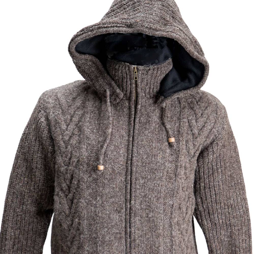 Kunst Und Magie Herren Strickjacke Goa Wolle Jacke Fleecefutter Hochkragen Winterjacke Kurzmantel Kapuze Kostenloser Versand