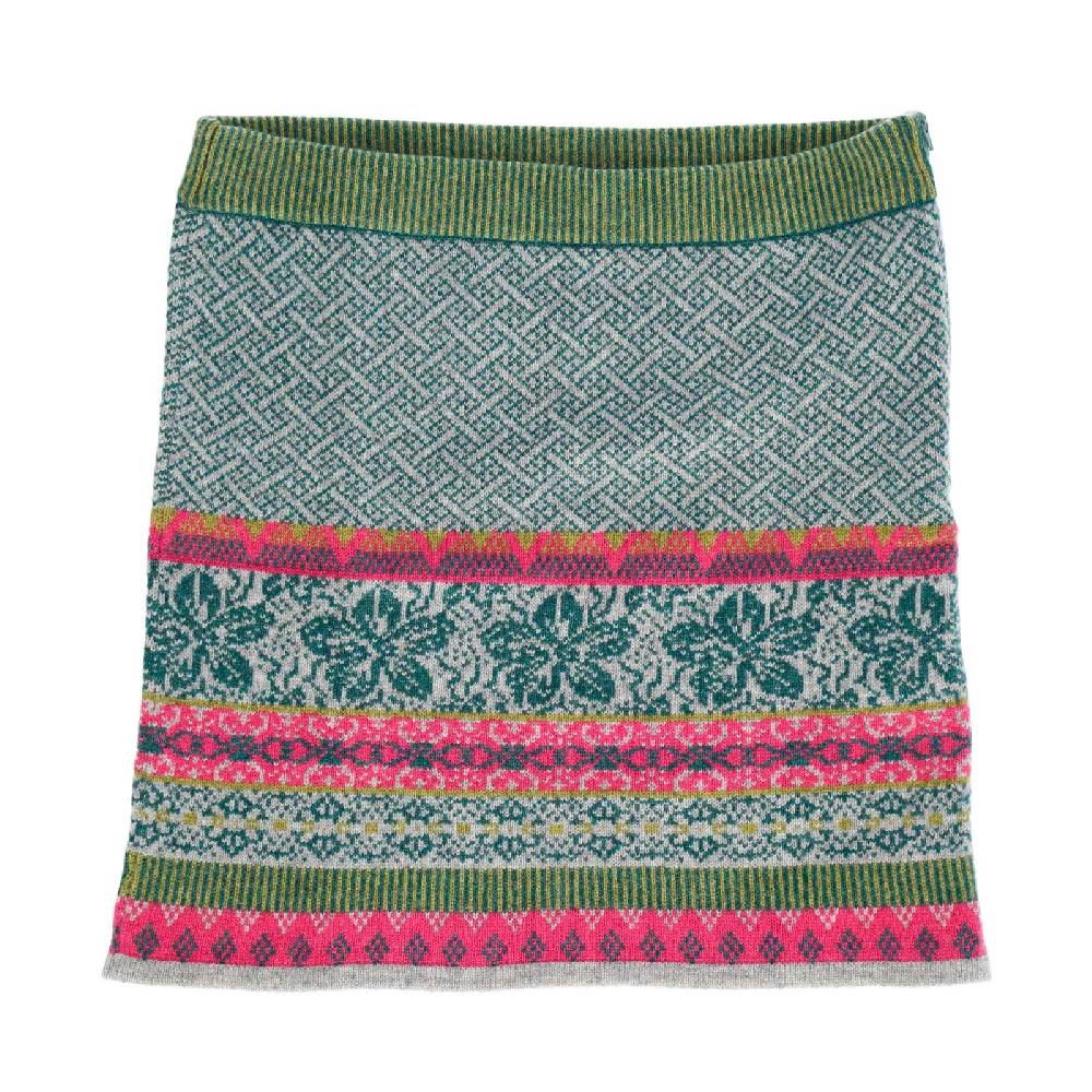Kunst Und Magie Bunter Strickrock Knielanger Rock aus Schurwolle vom Lamm Lammwolle Wollrock Feinstrick Boho Rabatt