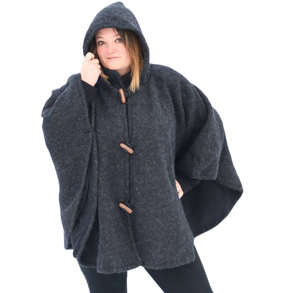 Kunst Und Magie Strick Poncho mit Kapuze Umhang Cape Strickjacke Wolle Jacke mit Kapuze Winter Mantel Flash Sale