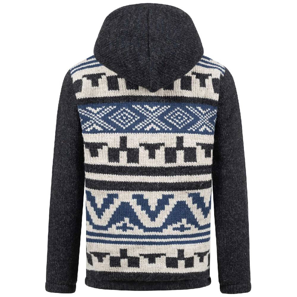 Kunst Und Magie Unisex Strickjacke Goa Wolle Winter Jacke Atzteken Muster Fleecefutter Hochkragen abnehmbarer Kapuze Saisonschlussverkauf
