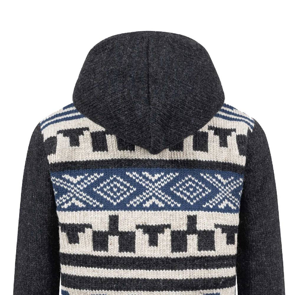Kunst Und Magie Unisex Strickjacke Goa Wolle Winter Jacke Atzteken Muster Fleecefutter Hochkragen abnehmbarer Kapuze Saisonschlussverkauf