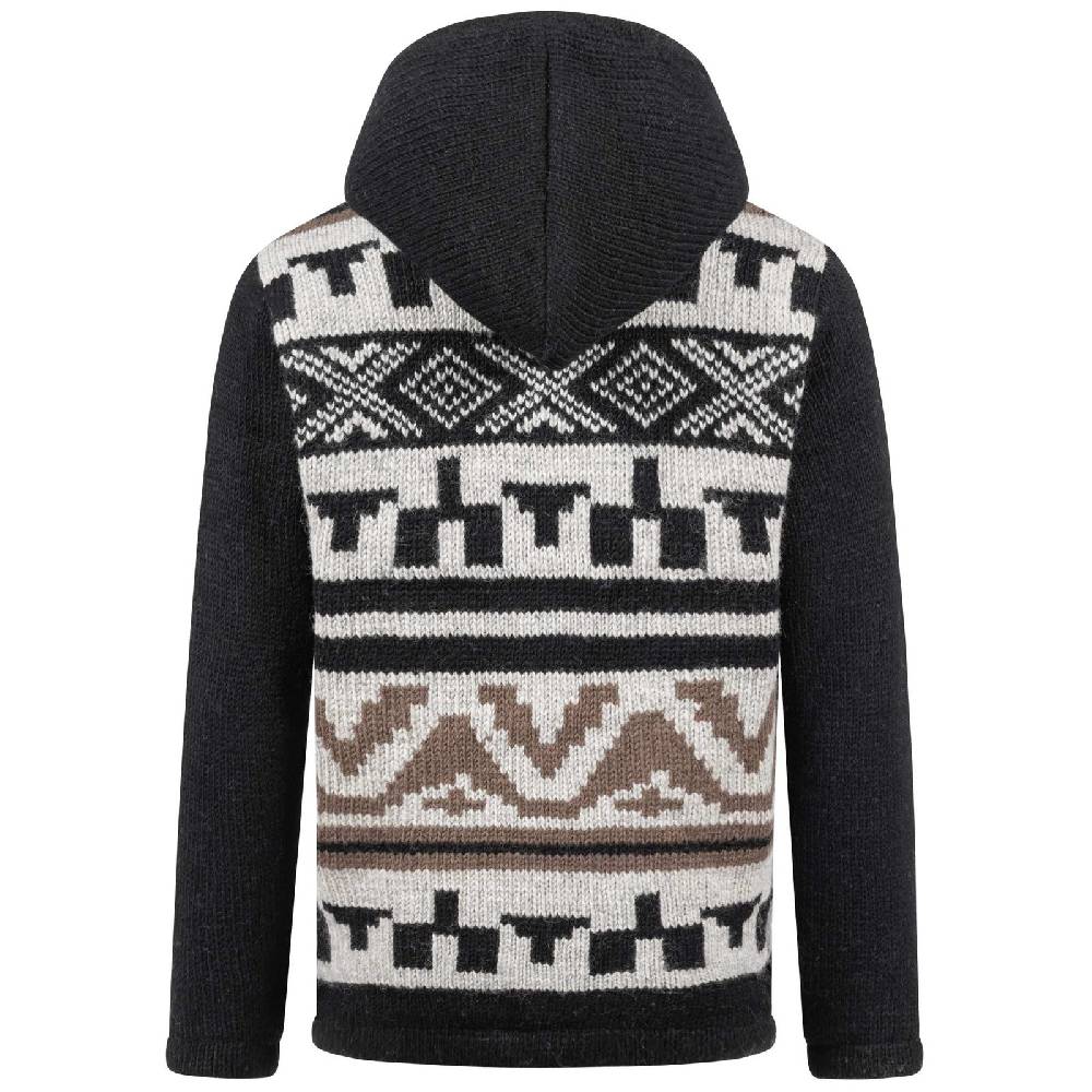 Kunst Und Magie Unisex Strickjacke Goa Wolle Bunte Patchwork Jacke Fleecefutter Hochkragen abnehmbarer Kapuze Cyber Monday