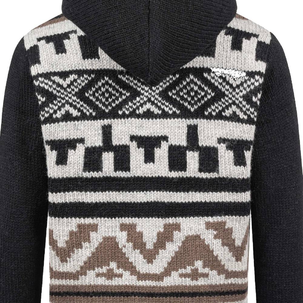 Kunst Und Magie Unisex Strickjacke Goa Wolle Bunte Patchwork Jacke Fleecefutter Hochkragen abnehmbarer Kapuze Cyber Monday