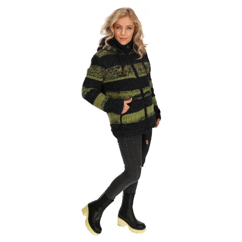 Kunst Und Magie Unisex Strickjacke Goa Wolle Bunte Patchwork Jacke Fleecefutter Hochkragen abnehmbarer Kapuze Neueste Mode