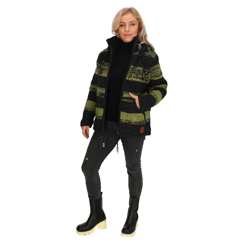 Kunst Und Magie Unisex Strickjacke Goa Wolle Bunte Patchwork Jacke Fleecefutter Hochkragen abnehmbarer Kapuze Neueste Mode