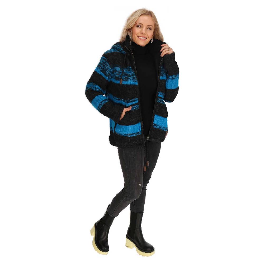 Kunst Und Magie Unisex Strickjacke Goa Wolle Bunte Jacke Fleecefutter Hochkragen abnehmbarer Kapuze Winterjacke Online Outlet