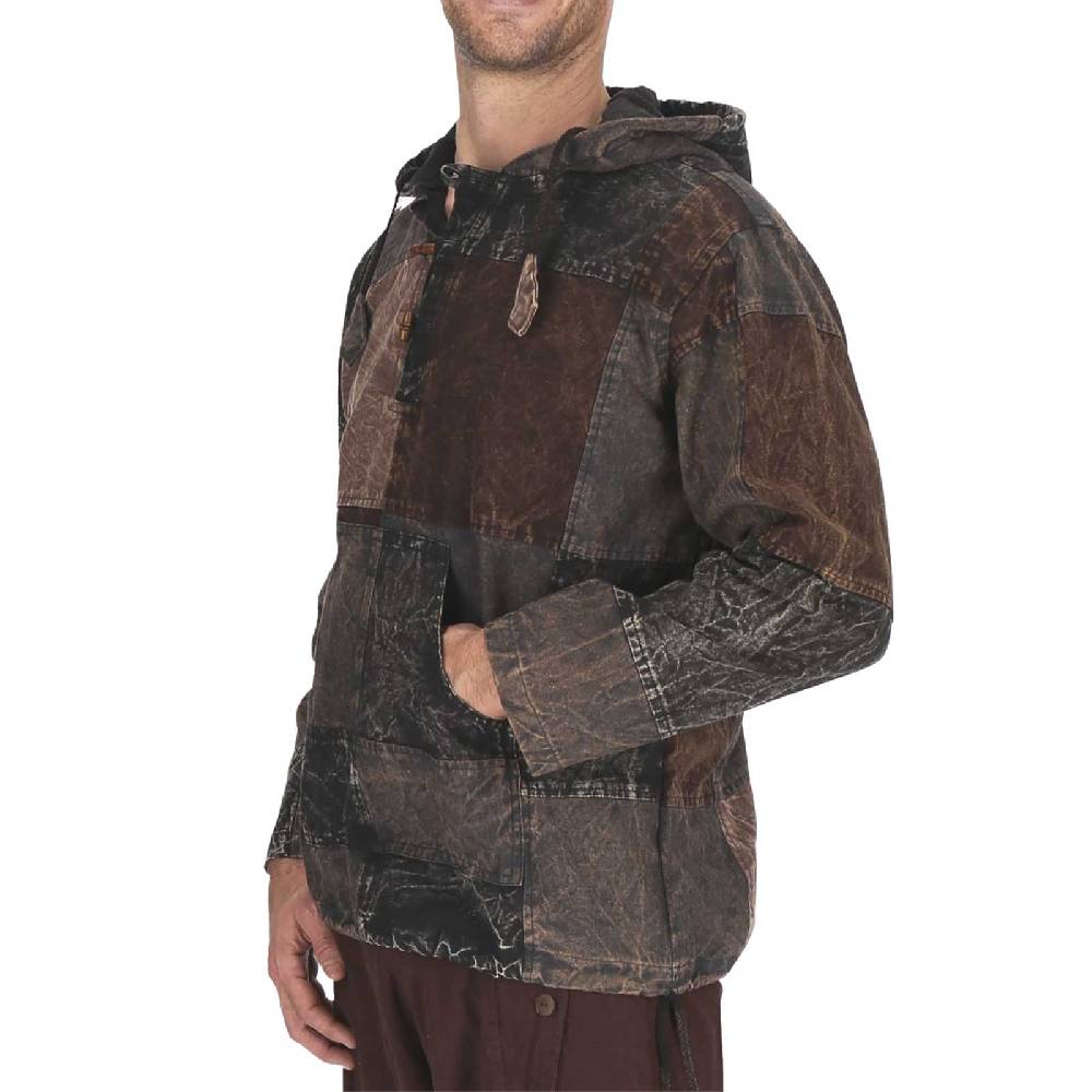 Kunst Und Magie Patchwork Baja Hoodie Herren alternativ Kapuzenpulli Nachhaltig Fair Exklusive Angebote