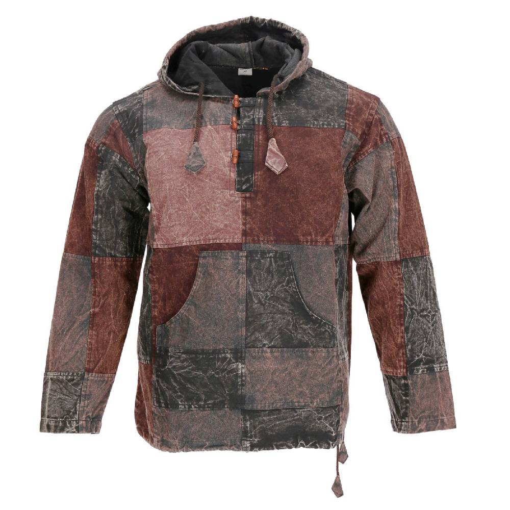 Kunst Und Magie Patchwork Baja Hoodie Herren alternativ Kapuzenpulli Nachhaltig Fair Exklusive Angebote