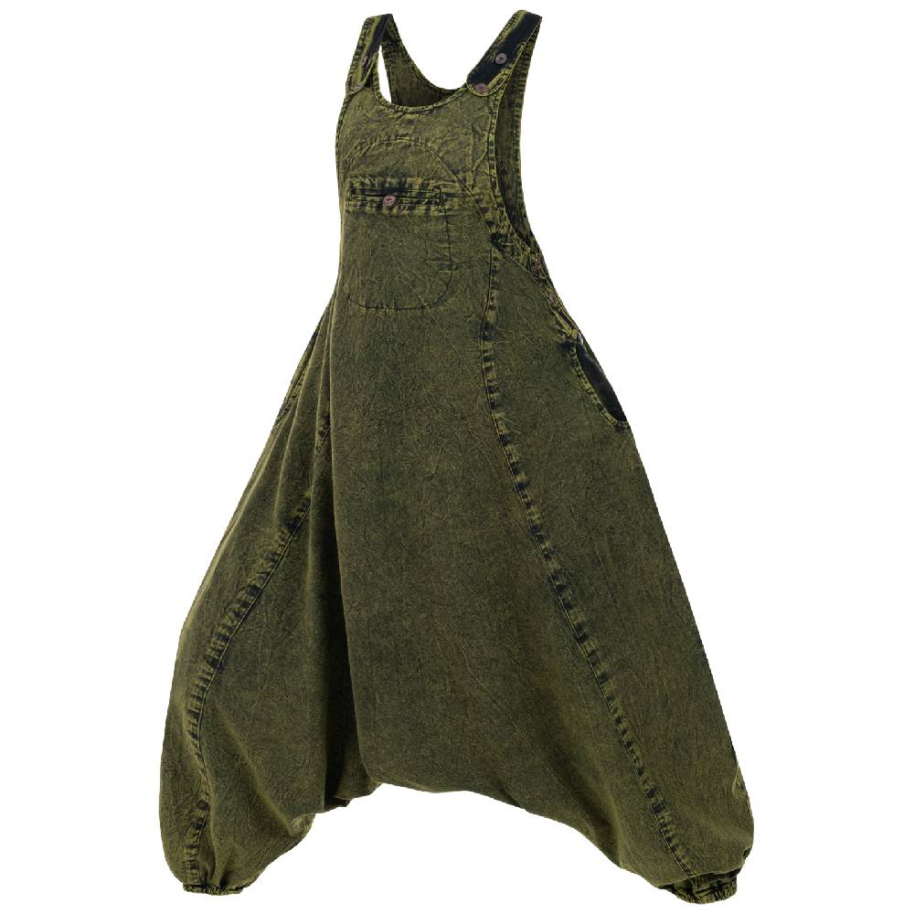 Kunst Und Magie Damen Latzhose Hippie Haremshose Goa Hose Boho 70er Jumpsuit Overall Stonewashed Catsuit Neuheiten