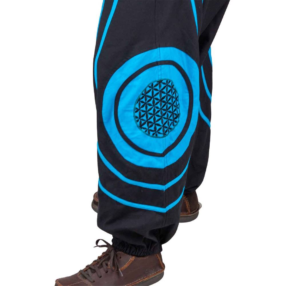 Kunst Und Magie Unisex Psy Baggy Pants Hippie Hose Goa Baumwoll Haremshose Lebensblume Flower of Life Räumungsverkauf