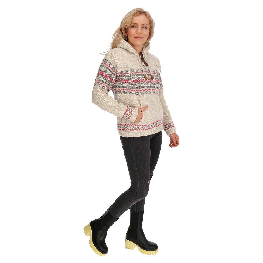 Kunst Und Magie Damen Hoodie Ski-Pullover gefütterte Wolljacke Strickpullover Goa Wolle Jacke Norweger Muster Kauf eins, bekomm eins gratis