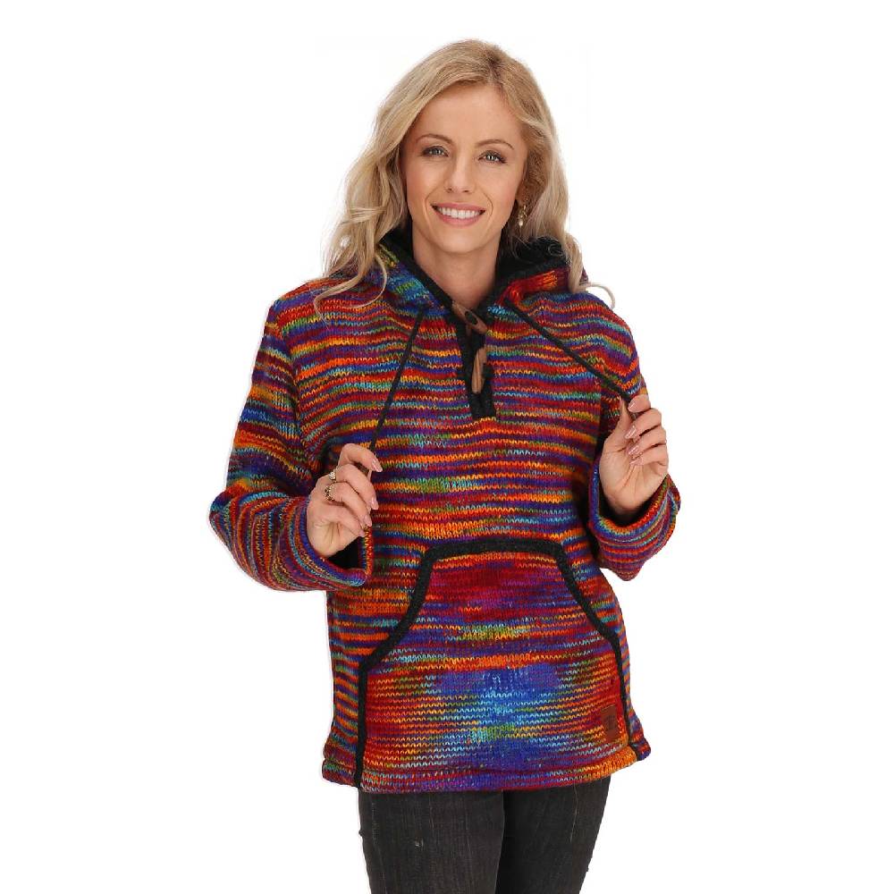 Kunst Und Magie Baja Hoodie Regenbogen Kapuzenpullover Strickjacke Wolle Jacke mit Kapuze Winter Pullover Unisex Tiefpreis