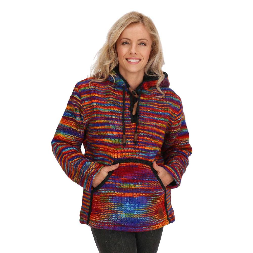Kunst Und Magie Baja Hoodie Regenbogen Kapuzenpullover Strickjacke Wolle Jacke mit Kapuze Winter Pullover Unisex Tiefpreis