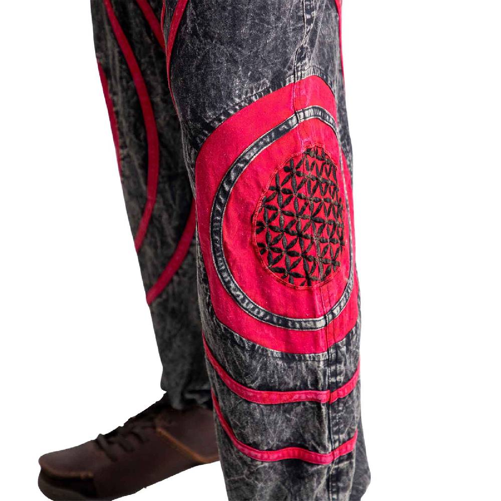 Kunst Und Magie Hose Blume des Lebens Goa Cargo Hose Hippiehose Pluderhose Haremshose Flower of Life Baggy Unisex Super Sparpreis