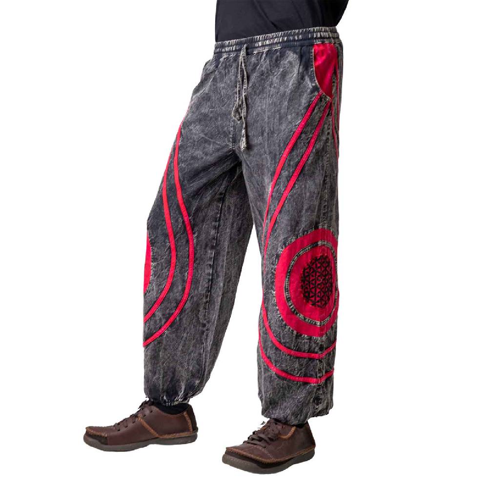 Kunst Und Magie Hose Blume des Lebens Goa Cargo Hose Hippiehose Pluderhose Haremshose Flower of Life Baggy Unisex Super Sparpreis