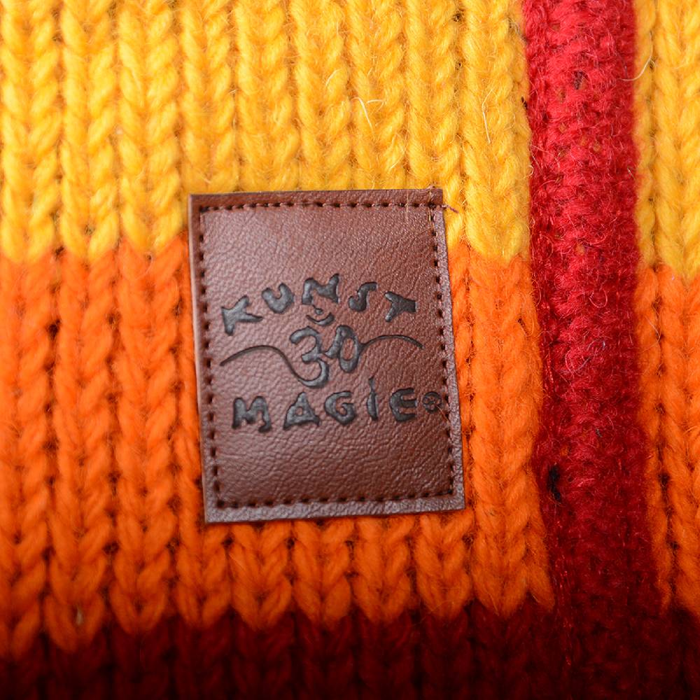 Kunst Und Magie Damen Regenbogen Strickjacke Goa Wolle Jacke mit Fleecefutter und abnehmbarer Kapuze Neueste Stile